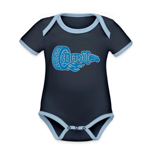 The D® - Detroit Wheel Guitar with Flames Bl Slvr - Organic Contrast SS Baby Bodysuit
