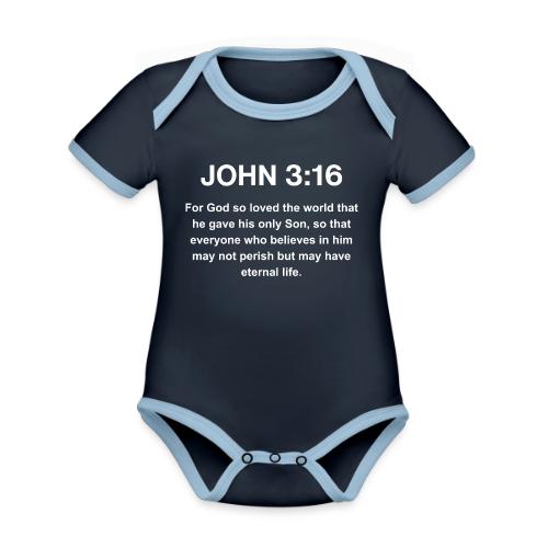 John 3:16 Christian Apparel â White - Organic Contrast SS Baby Bodysuit