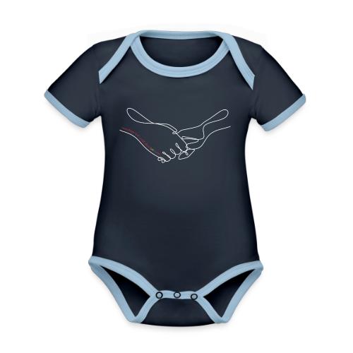 Reaching Out With Love (white outlines) - Organic Contrast SS Baby Bodysuit
