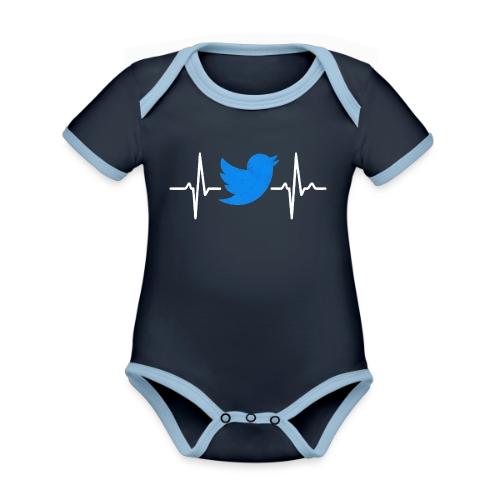 Social Media Heartbeat Blue Bird Graphic - Organic Contrast SS Baby Bodysuit