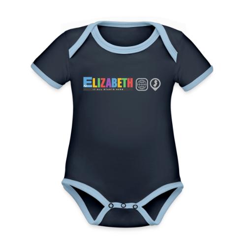 Elizabeth It All Starts Here Logo Traveler NJ - Organic Contrast SS Baby Bodysuit