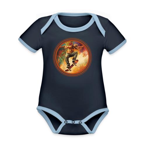 Skateboarding Mode On - Organic Contrast SS Baby Bodysuit