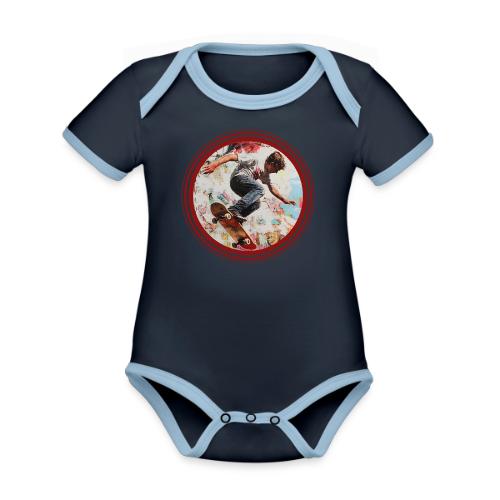 Skateboarding is Life - Organic Contrast SS Baby Bodysuit