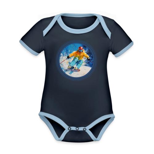 Born for Skiing - Organic Contrast SS Baby Bodysuit
