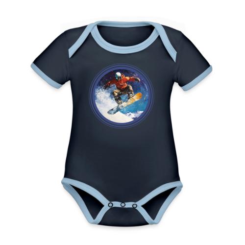 Snowboarding Rush - Organic Contrast SS Baby Bodysuit