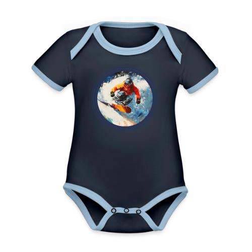 Snowboarding Rebel - Organic Contrast SS Baby Bodysuit