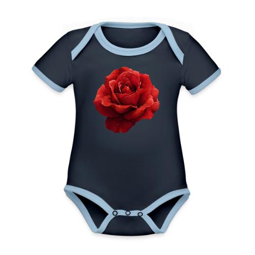 Rose: Crimson Dew Bloom - Organic Contrast SS Baby Bodysuit