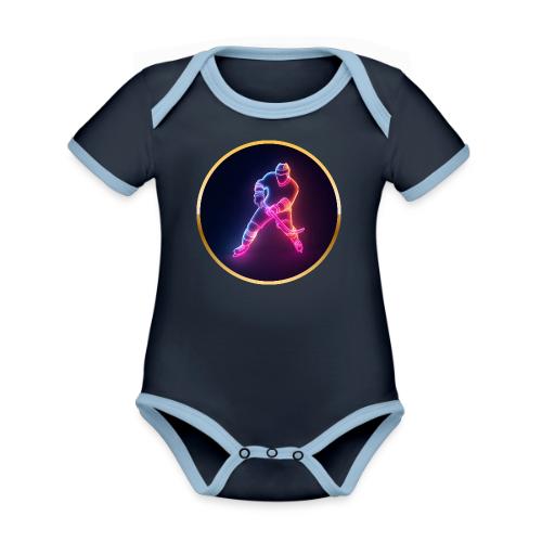 Hockey: Neon Ice Strike - Organic Contrast SS Baby Bodysuit