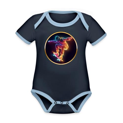 Skateboarding: Midnight Neon Skater - Organic Contrast SS Baby Bodysuit