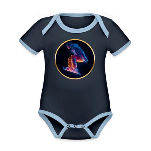 Snowboarding: Arctic Neon Leap - Organic Contrast SS Baby Bodysuit