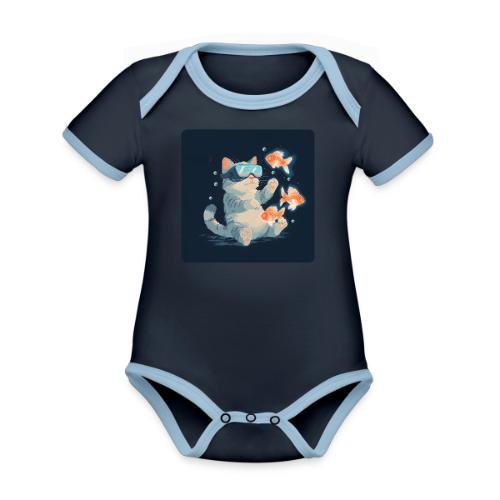 Cat: VR Fish Chase - Organic Contrast SS Baby Bodysuit