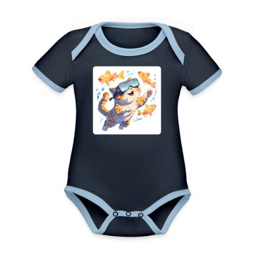 Cat: Neon Paws Adventure - Organic Contrast SS Baby Bodysuit