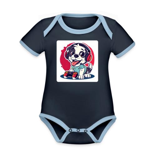 Puppy: Playful Paws Gaming Buddy - Organic Contrast SS Baby Bodysuit