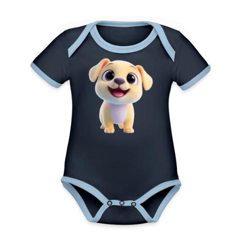 Playful 3D Baby Puppy Looking Up - Organic Contrast SS Baby Bodysuit