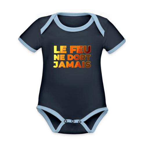 Fire never sleeps - Organic Contrast SS Baby Bodysuit