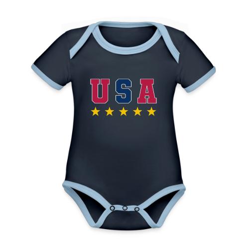 USA Varsity Stars - Organic Contrast SS Baby Bodysuit