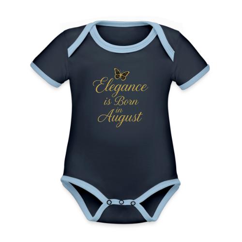 Elegance Is Born in August | Gold Butterfly - Organic Contrast SS Baby Bodysuit