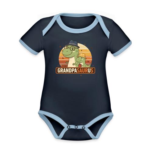 GrandpaSaurus Sunset Duo - Organic Contrast SS Baby Bodysuit