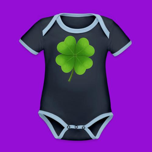 Four leaf clover - Organic Contrast SS Baby Bodysuit