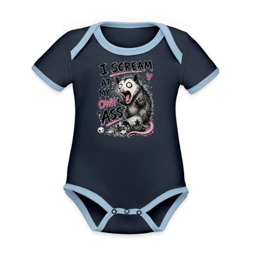 Funny Opossum Screaming Graphic Tee - Organic Contrast SS Baby Bodysuit