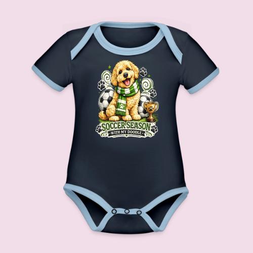 Soccer Season With My Doodle Goldendoodle Dog - Organic Contrast SS Baby Bodysuit