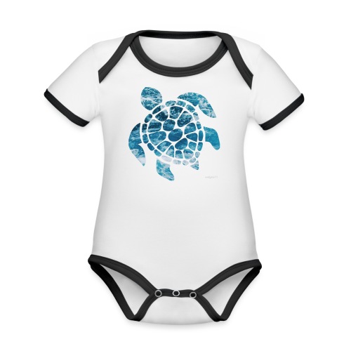 turtle - Organic Contrast SS Baby Bodysuit
