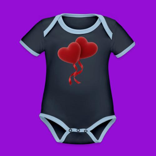 Two hearts together - Organic Contrast SS Baby Bodysuit