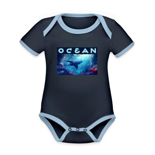 Ocean: Whale’s Path - Organic Contrast SS Baby Bodysuit