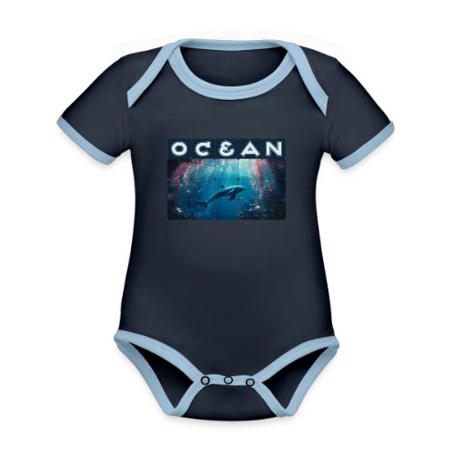 Ocean: Blue Grace - Organic Contrast SS Baby Bodysuit