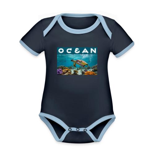 Ocean: Gentle Voyager - Organic Contrast SS Baby Bodysuit