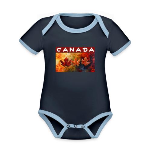 Painted Canada Leaves - Organic Contrast SS Baby Bodysuit