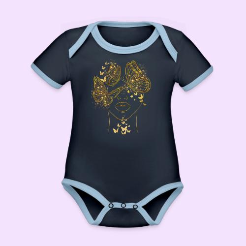Queen Of Butterflies - Goddess Design - Organic Contrast SS Baby Bodysuit