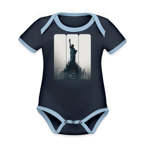 USA: Liberty Rising Over Manhattan - Organic Contrast SS Baby Bodysuit