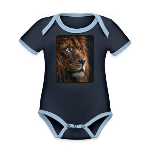 Lion Portrait Majestic Wildlife Design - Organic Contrast SS Baby Bodysuit