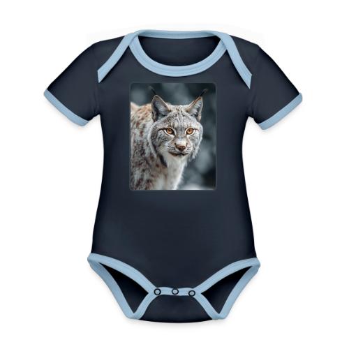 Lynx Portrait Piercing Eyes Design - Organic Contrast SS Baby Bodysuit