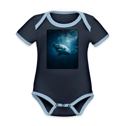 Great White Shark Ocean Design - Organic Contrast SS Baby Bodysuit