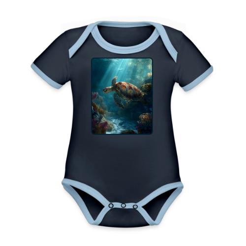 Sea Turtle Coral Reef Design - Organic Contrast SS Baby Bodysuit