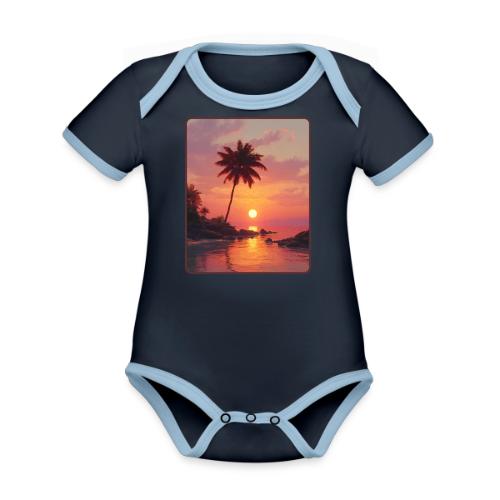 Tropical Beach Sunset Palm Design - Organic Contrast SS Baby Bodysuit