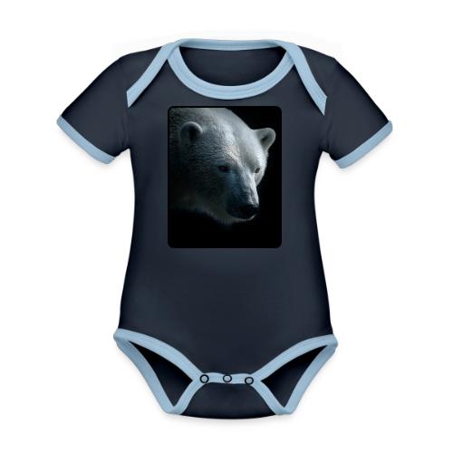 Polar Bear Close-Up Wildlife Design - Organic Contrast SS Baby Bodysuit