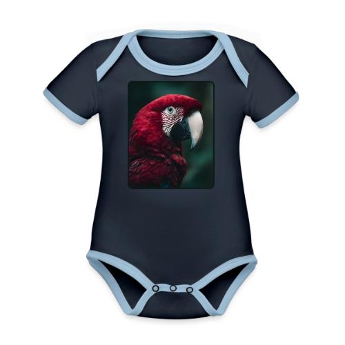 Red Green Macaw Bird Portrait Design - Organic Contrast SS Baby Bodysuit