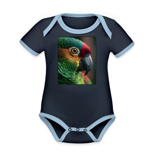 Colorful Parrot Close-Up Design - Organic Contrast SS Baby Bodysuit