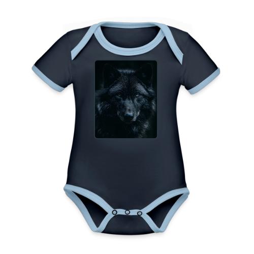 Black Wolf Intense Eyes Portrait Design - Organic Contrast SS Baby Bodysuit