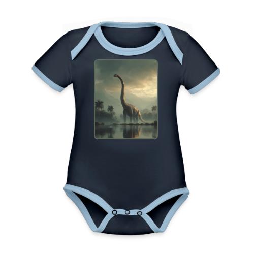 Brachiosaurus Misty Lake Design - Organic Contrast SS Baby Bodysuit