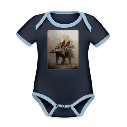 Stegosaurus Misty Forest Design - Organic Contrast SS Baby Bodysuit