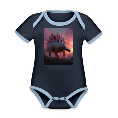 Stegosaurus Sunset Forest Design - Organic Contrast SS Baby Bodysuit