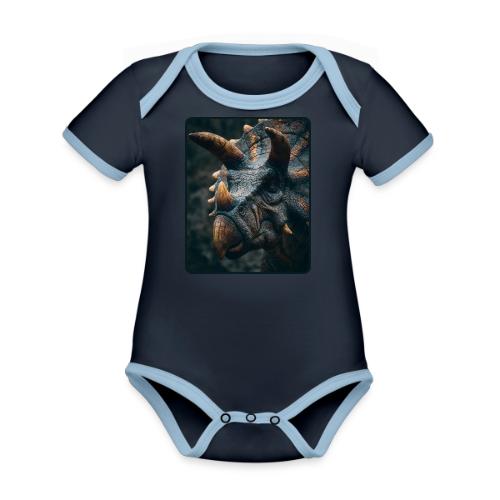 Triceratops Detailed Portrait Design - Organic Contrast SS Baby Bodysuit