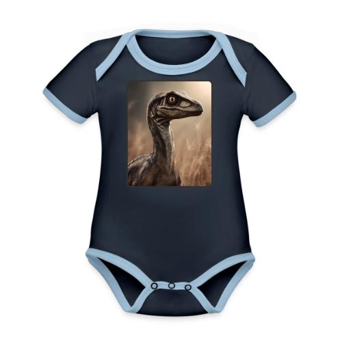 Velociraptor Feathered Portrait Design - Organic Contrast SS Baby Bodysuit