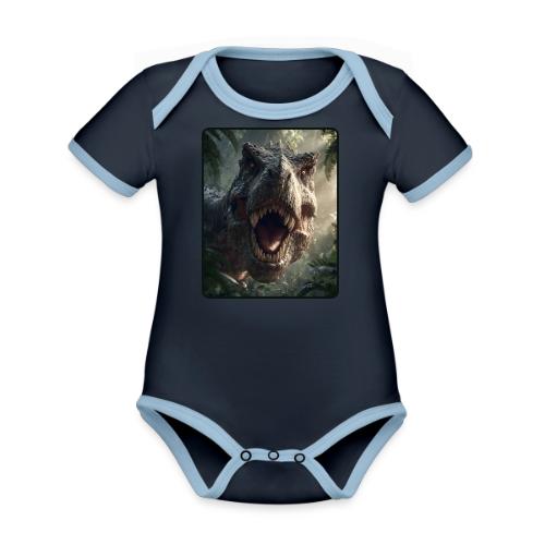 T Rex Jungle Roar Design - Organic Contrast SS Baby Bodysuit