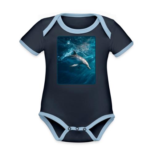 Dolphin Sunlit Ocean Serenity Design - Organic Contrast SS Baby Bodysuit
