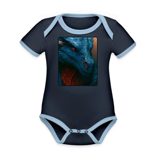 Turquoise Dragon Fire Eye Design - Organic Contrast SS Baby Bodysuit